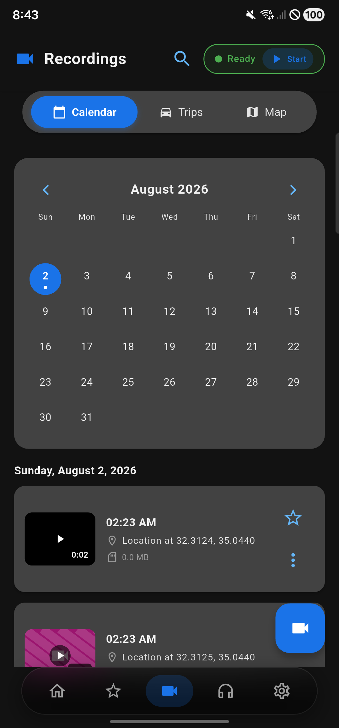 Calendar of drives
