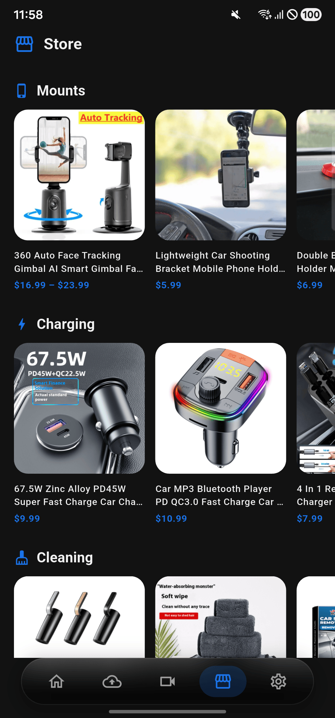 In-app store of car accessories